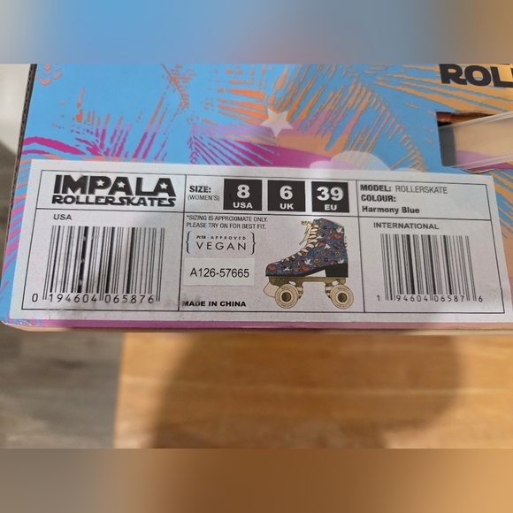 Impala Rollerskates: Harmony Blue Quad Roller Skates - Picture 2 of 9
